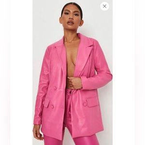 Misguided Faux Leather Pink Jacket